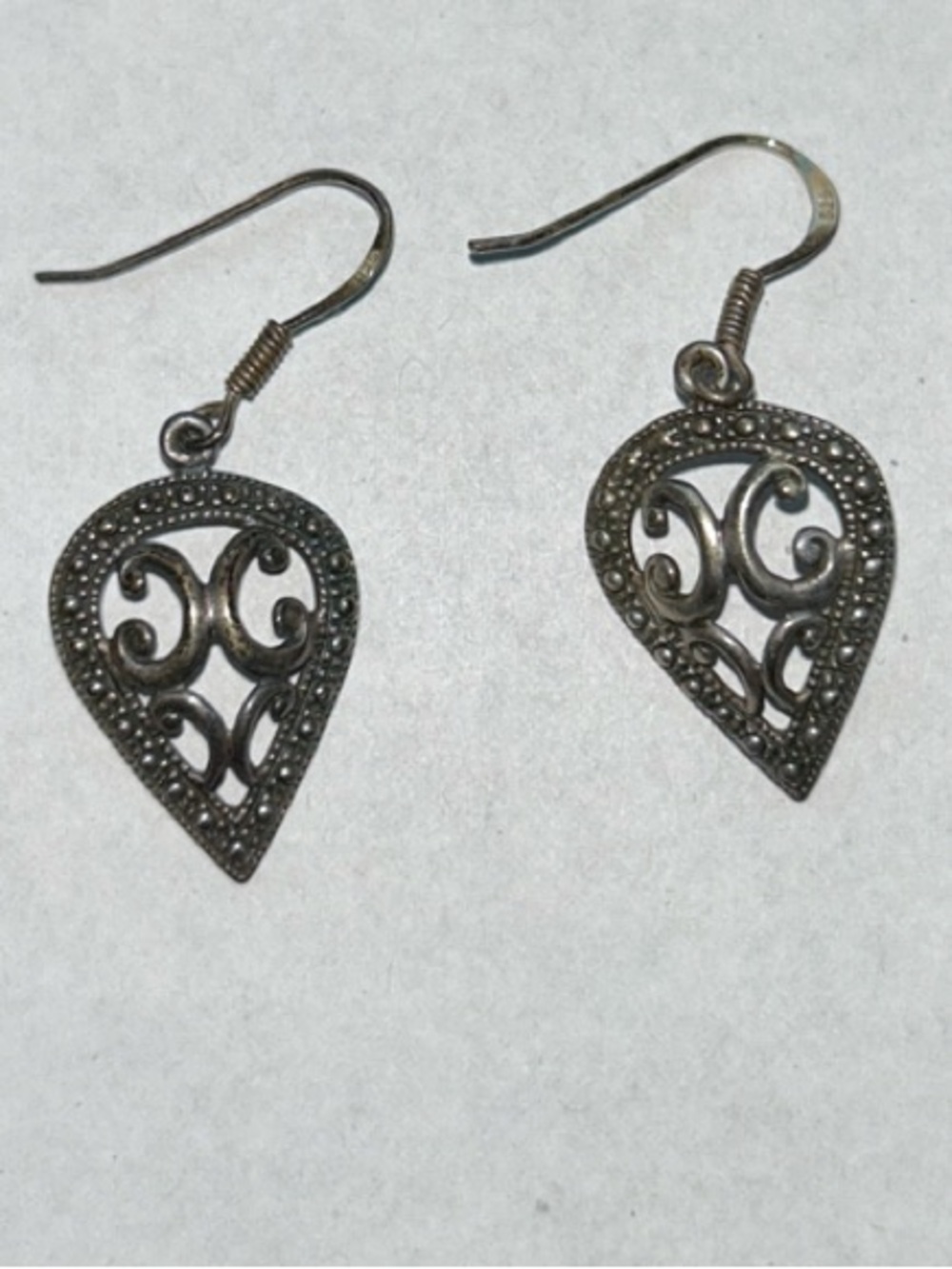 Delicate Filigree Teardrop Drop Earrings - sterling silver